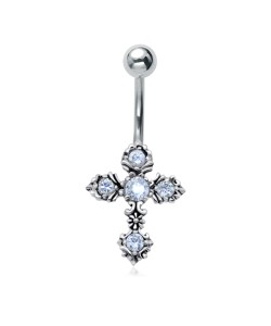 Cross CZ Stone Belly Piercing BP-930